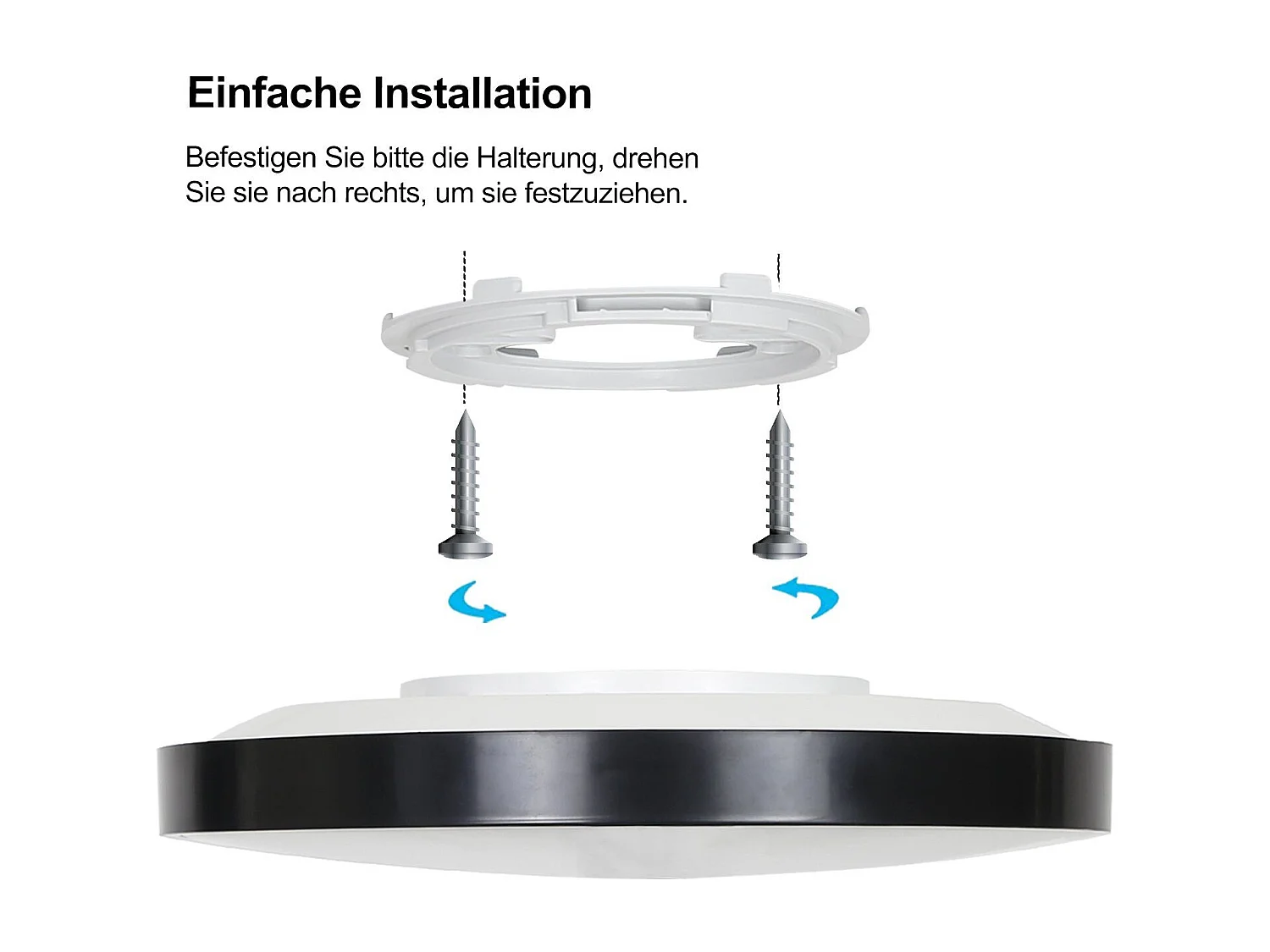 NETTLIFE Plafonnier LED dimmable avec télécommande 36W lampe de salle de bain noir IP44 étanche plat 37cm rond