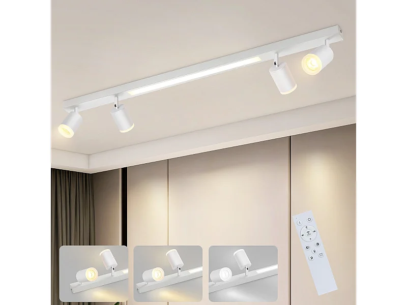NETTLIFE LED 4 dimmbare Lampen 38W weiß mit Fernbedienung 3000K-6500K schwenkbar 350° Deckenleuchte