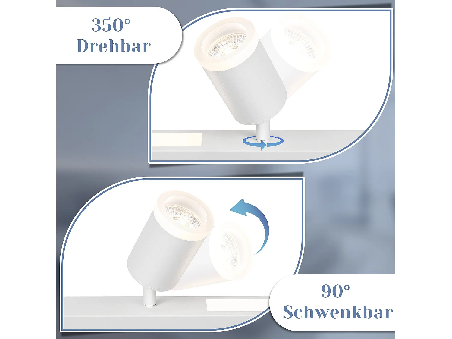 NETTLIFE Opbouwspot LED 38W rechthoekig 3000K-6500K Dimbaar wit 4-Lichts 350° draaibar Plafondspot met Afstandsbediening  Plafondlamp