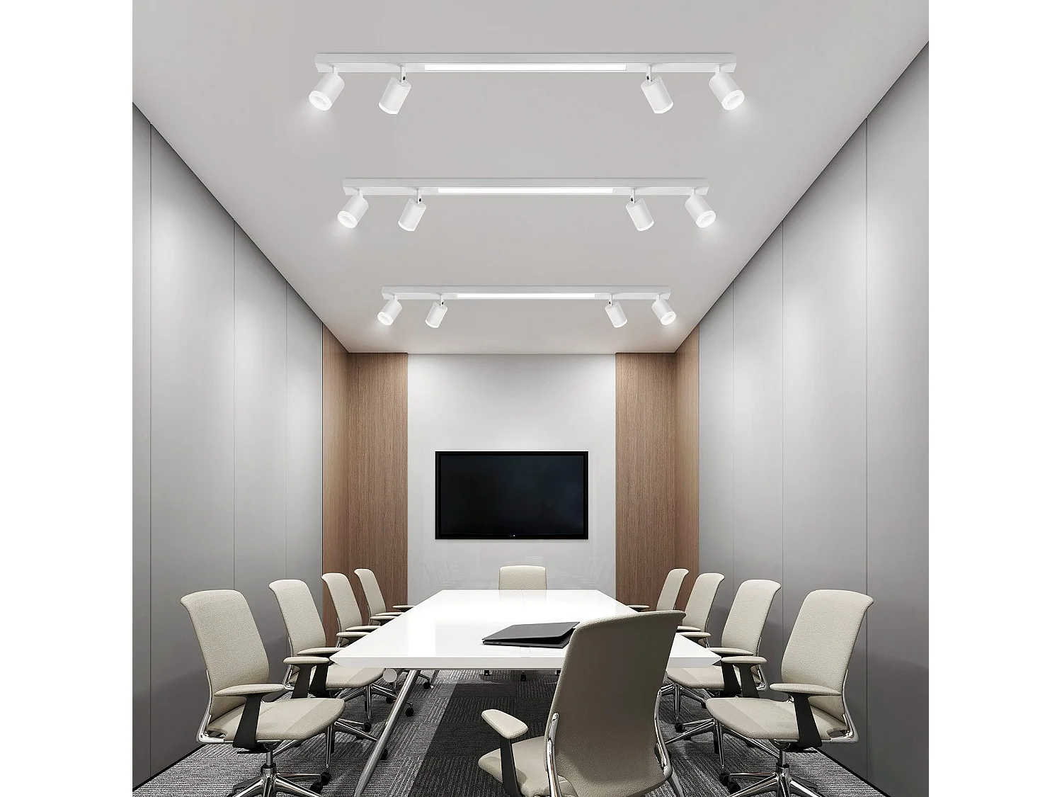 NETTLIFE Plafonnier LED 4 ampoules dimmable 38W blanc avec télécommande 3000K-6500K orientable 350°