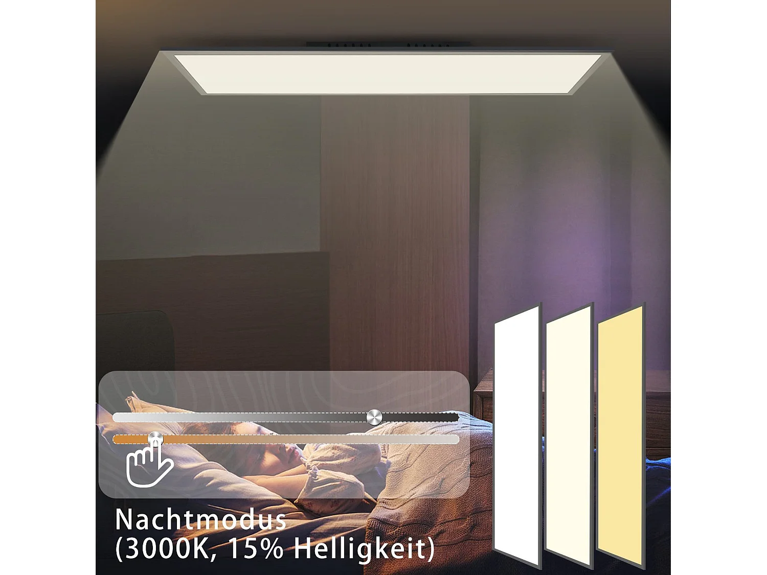 NETTLIFE Ściemnialna lampa sufitowa LED 100x25 cm z pilotem, czarna, 24W