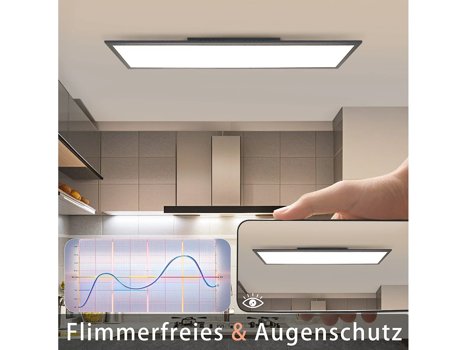 NETTLIFE Ściemnialna lampa sufitowa LED 100x25 cm z pilotem, czarna, 24W