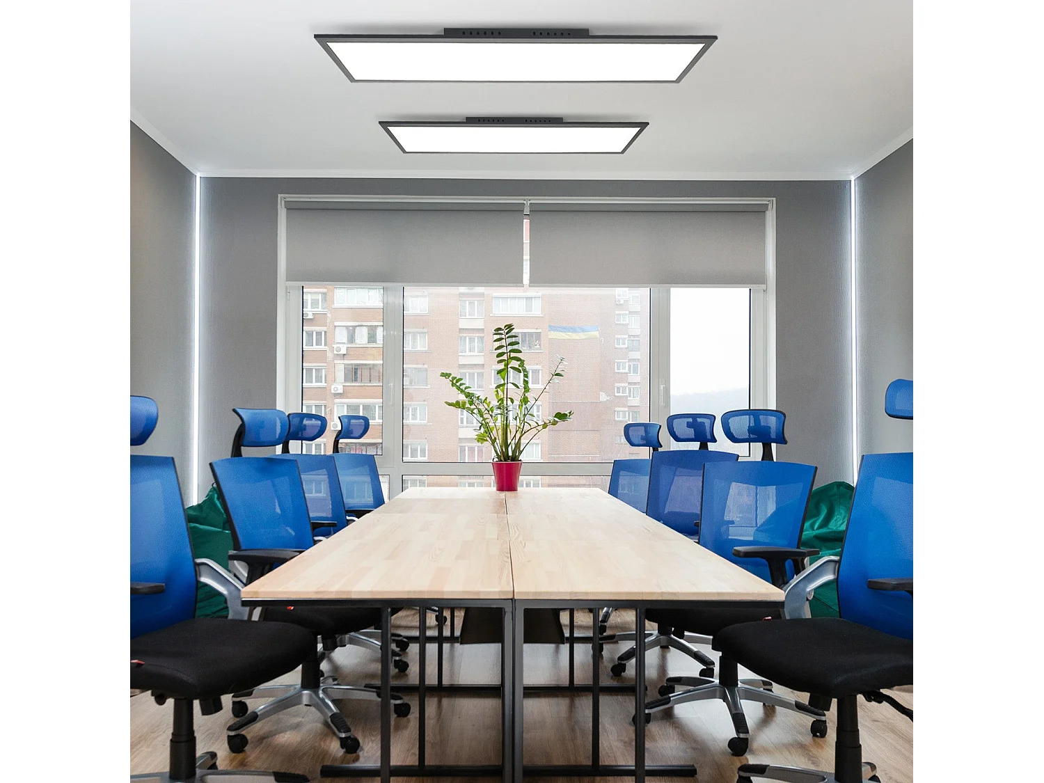 NETTLIFE Plafonnier LED à intensité variable 100x25 cm avec télécommande noir 24W