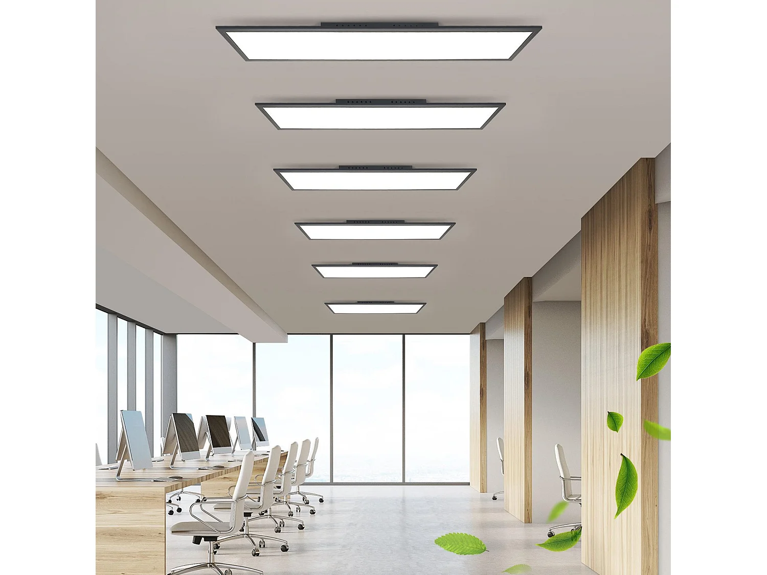 NETTLIFE Plafonnier LED à intensité variable 100x25 cm avec télécommande noir 24W