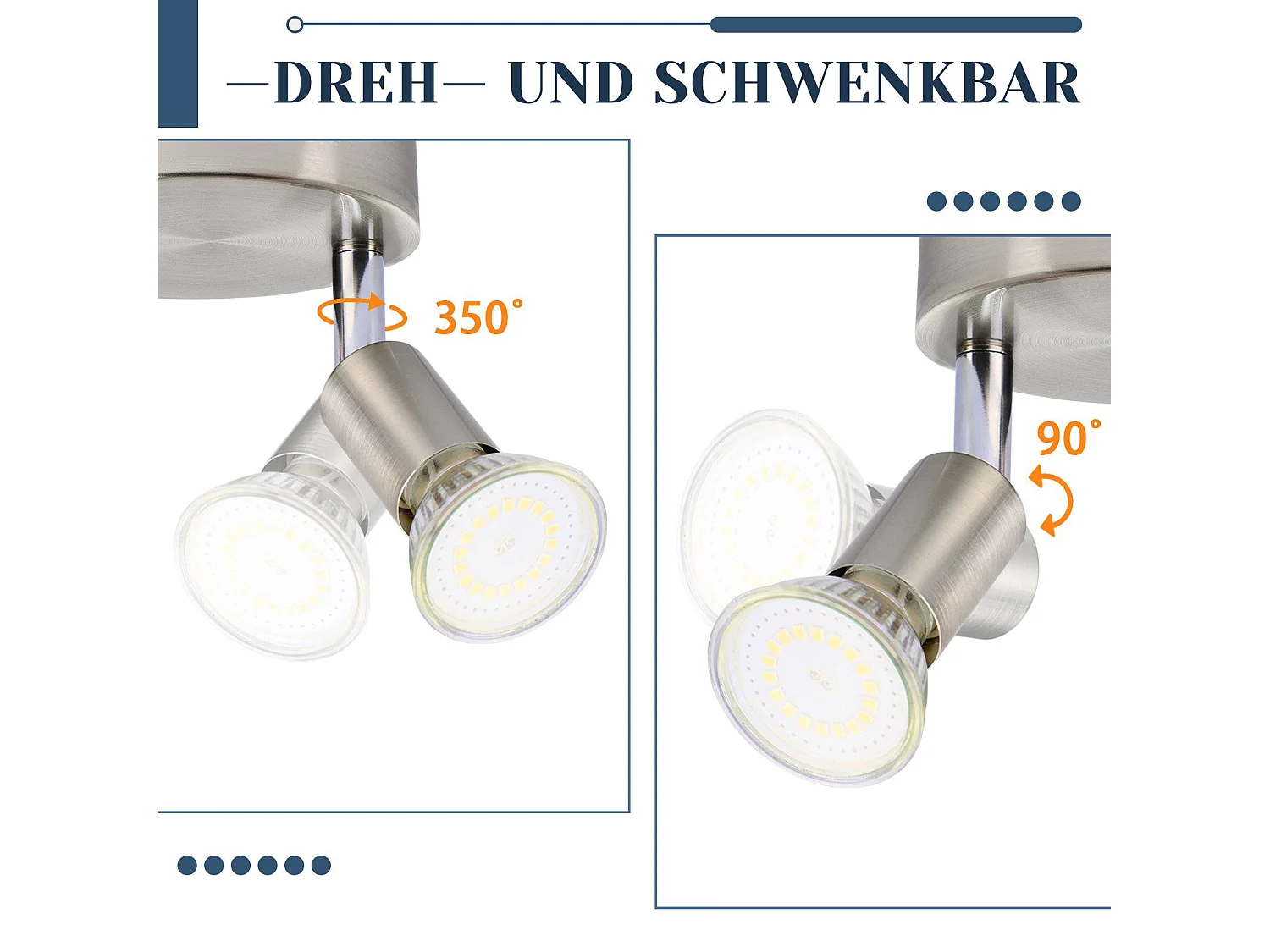 NETTLIFE Opbouwspot rond nikkel3-Lichts GU10 Fitting 350° Draaibaar Plafondspot Moderne Plafondlamp Max.25W voor Keuken | Hal | Woonkamer | Slaafkamer L 14cm
