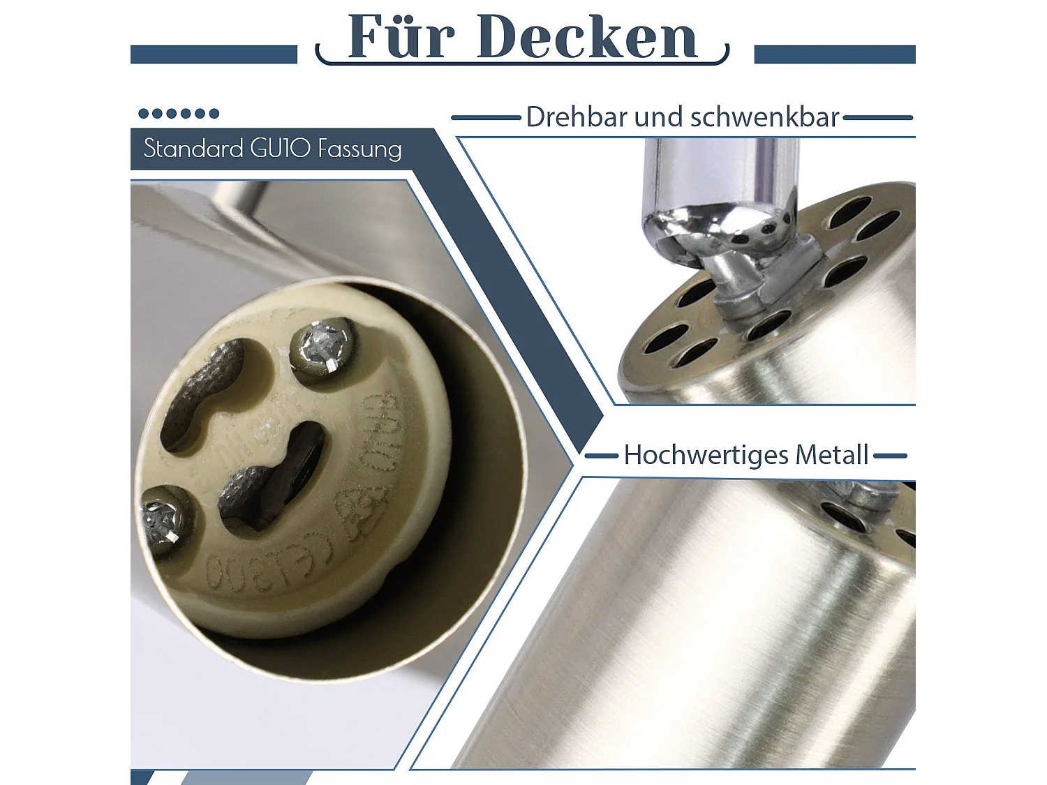 NETTLIFE Opbouwspot rond nikkel3-Lichts GU10 Fitting 350° Draaibaar Plafondspot Moderne Plafondlamp Max.25W voor Keuken | Hal | Woonkamer | Slaafkamer L 14cm