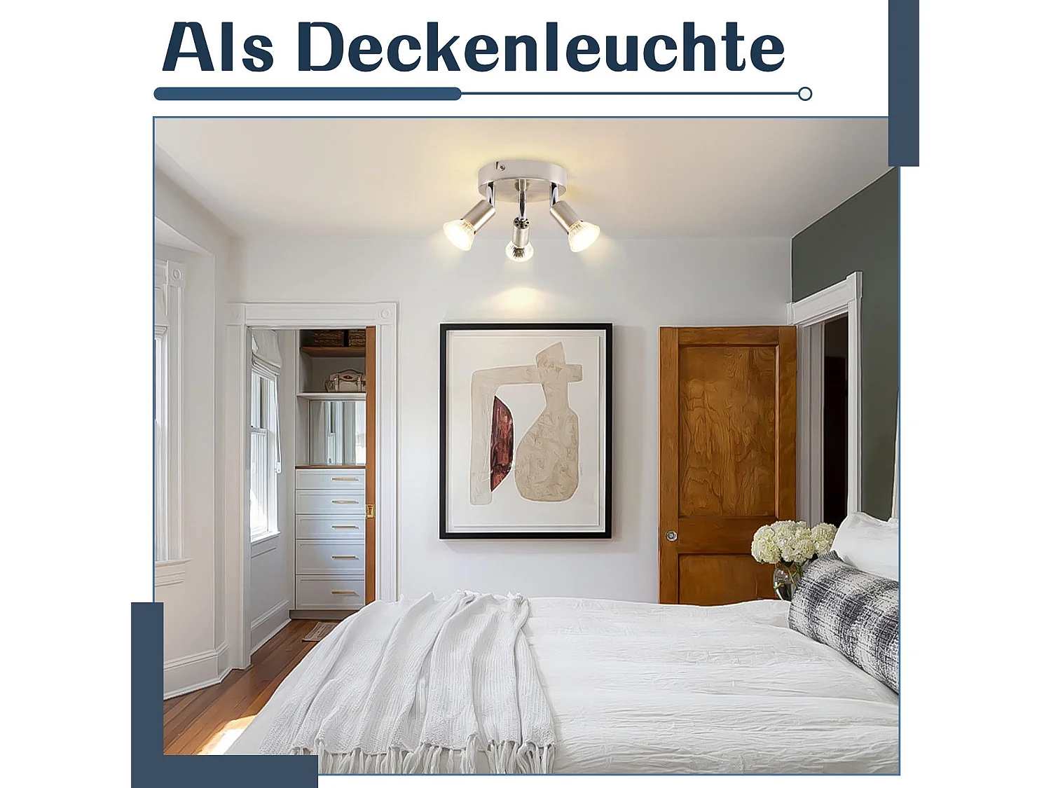 NETTLIFE Opbouwspot rond nikkel3-Lichts GU10 Fitting 350° Draaibaar Plafondspot Moderne Plafondlamp Max.25W voor Keuken | Hal | Woonkamer | Slaafkamer L 14cm