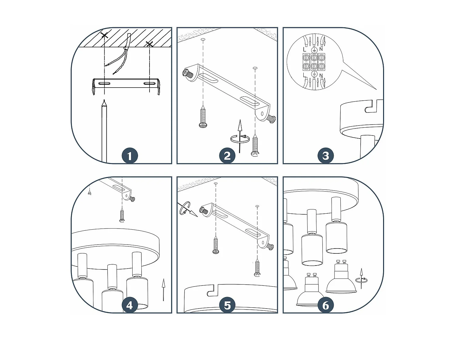 NETTLIFE Opbouwspot rond nikkel3-Lichts GU10 Fitting 350° Draaibaar Plafondspot Moderne Plafondlamp Max.25W voor Keuken | Hal | Woonkamer | Slaafkamer L 14cm