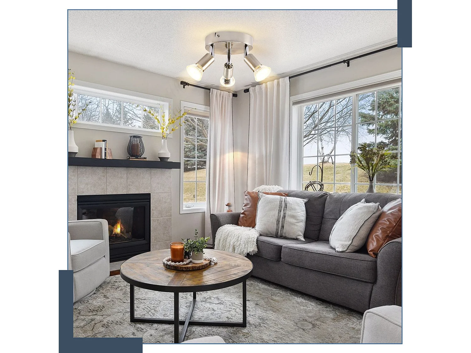 NETTLIFE Plafonnier LED GU10 -3 Spots de Plafond Ronde Moderne Spots de Plafond 350° pour Cuisines Couloir Chambre Salon - sans Ampoule chrome