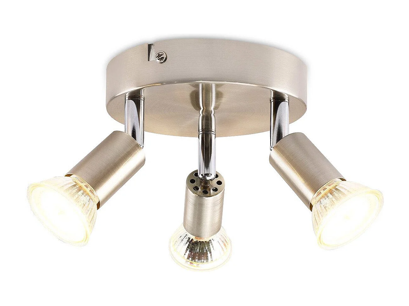 NETTLIFE Plafonnier LED GU10 -3 Spots de Plafond Ronde Moderne Spots de Plafond 350° pour Cuisines Couloir Chambre Salon - sans Ampoule chrome