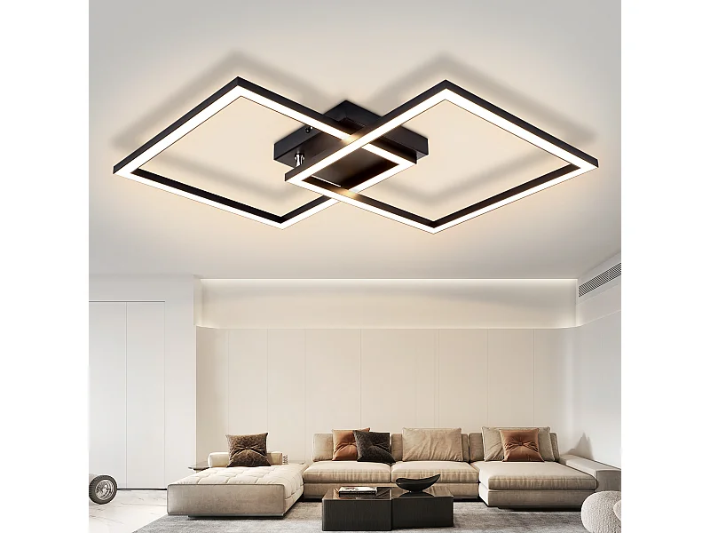 NETTLIFE plafondlamp woonkamer led warm wit zwart 3000k modern design hoekig 24w