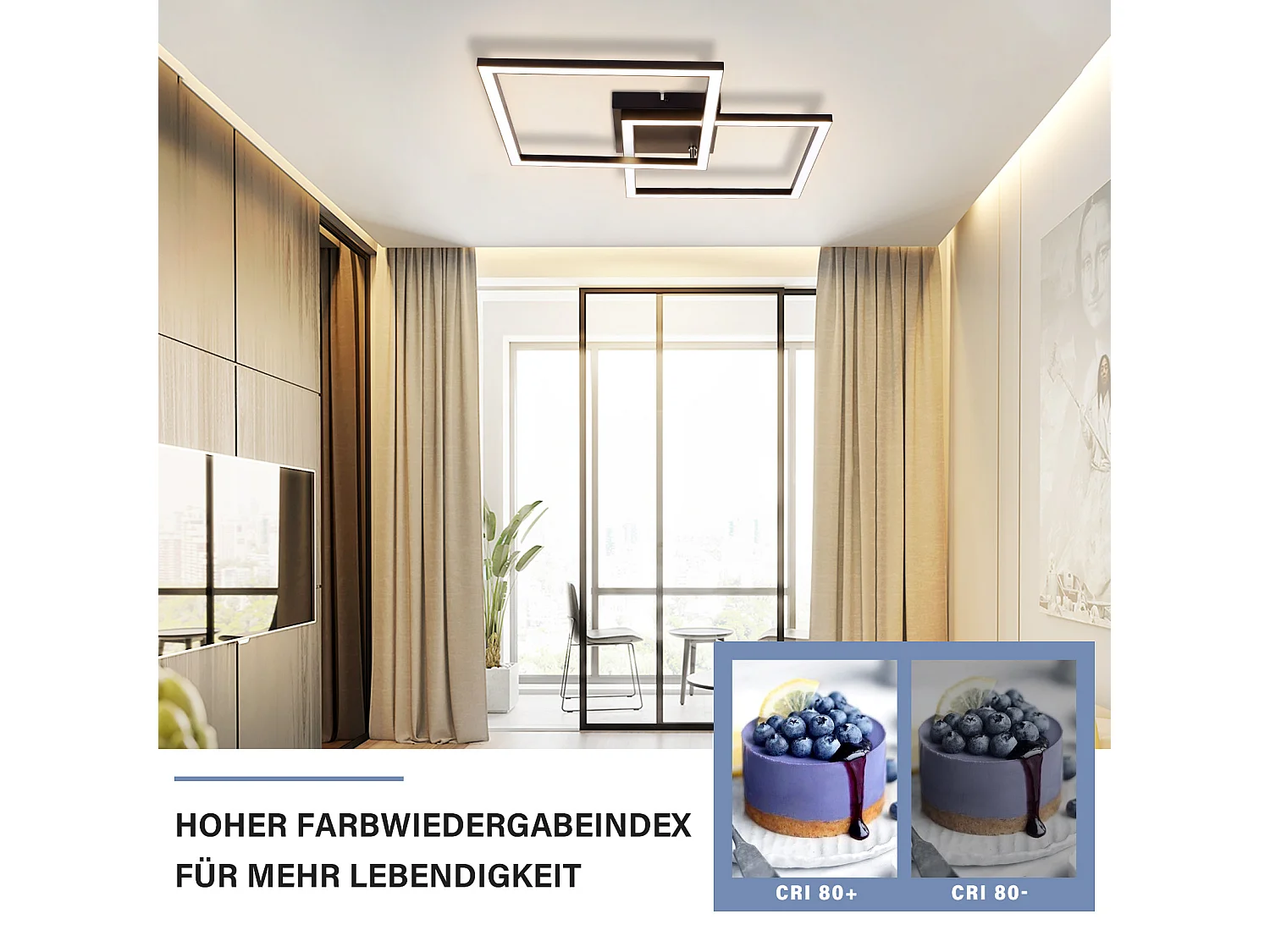 NETTLIFE plafondlamp woonkamer led warm wit zwart 3000k modern design hoekig 24w