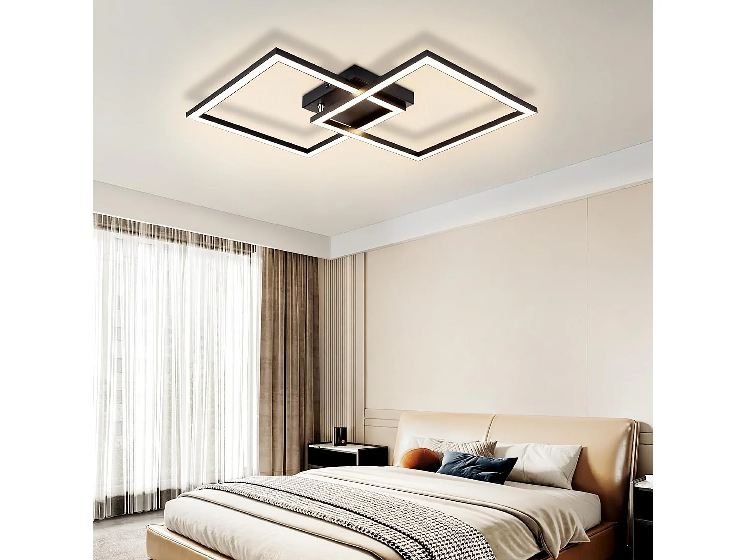 NETTLIFE plafondlamp woonkamer led warm wit zwart 3000k modern design hoekig 24w