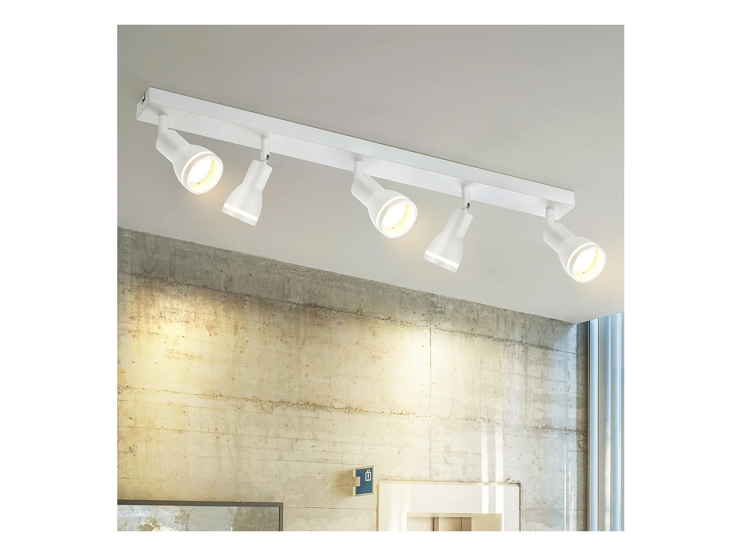 NETTLIFE Plafonnier 5 Spots Blanc : Plafonnier  Métal GU10 Spots Pivotant Intérieur pour cuisine bureau salon chambre à coucher, Sans ampoules