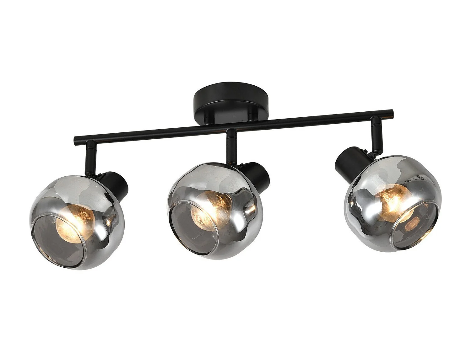 NETTLIFE Plafonnier spot de plafond noir 3 ampoules modernes verre plafonnier orientable à 350° spot E14