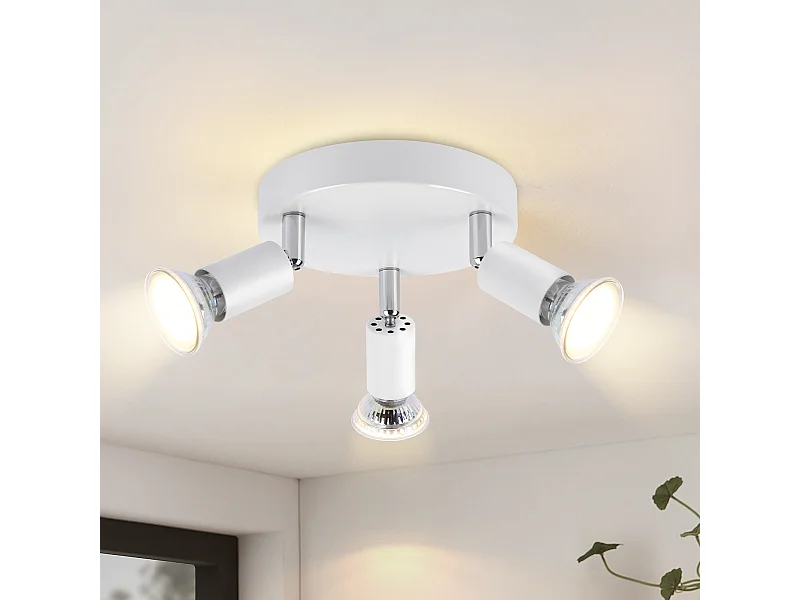 NETTLIFE Plafonnier LED GU10 -3 Spots de Plafond Ronde Moderne Spots de Plafond 350° pour Cuisines Couloir Chambre Salon - sans Ampoule Blanc