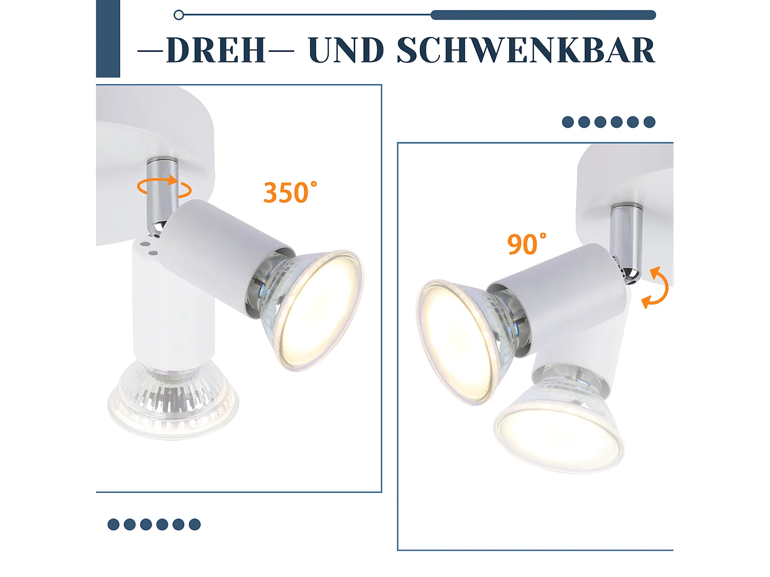 NETTLIFE Plafonero LED GU10 - 3 focos redondos modernos para techo, focos para techo de 350° para cocinas, pasillos, dormitorios y salones - sin bombilla blanca