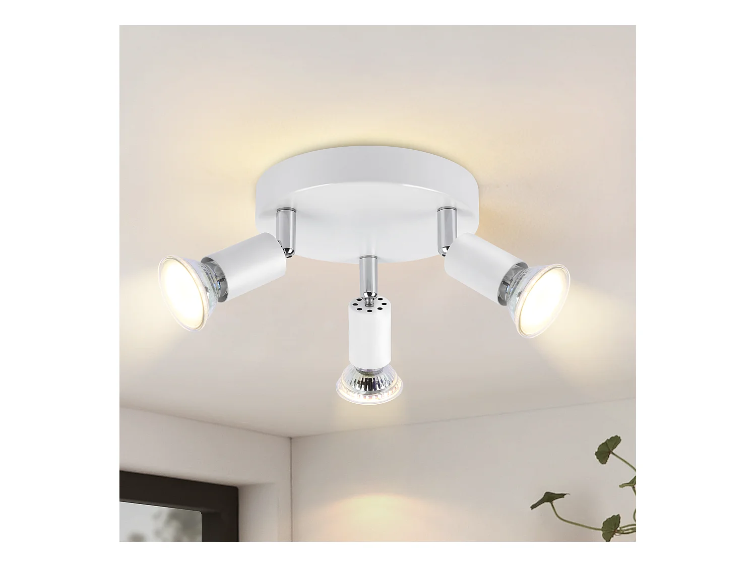 NETTLIFE Opbouwspot rond wit3-Lichts GU10 Fitting 350° Draaibaar Plafondspot Moderne Plafondlamp Max.25W voor Keuken | Hal | Woonkamer | Slaafkamer L 14cm