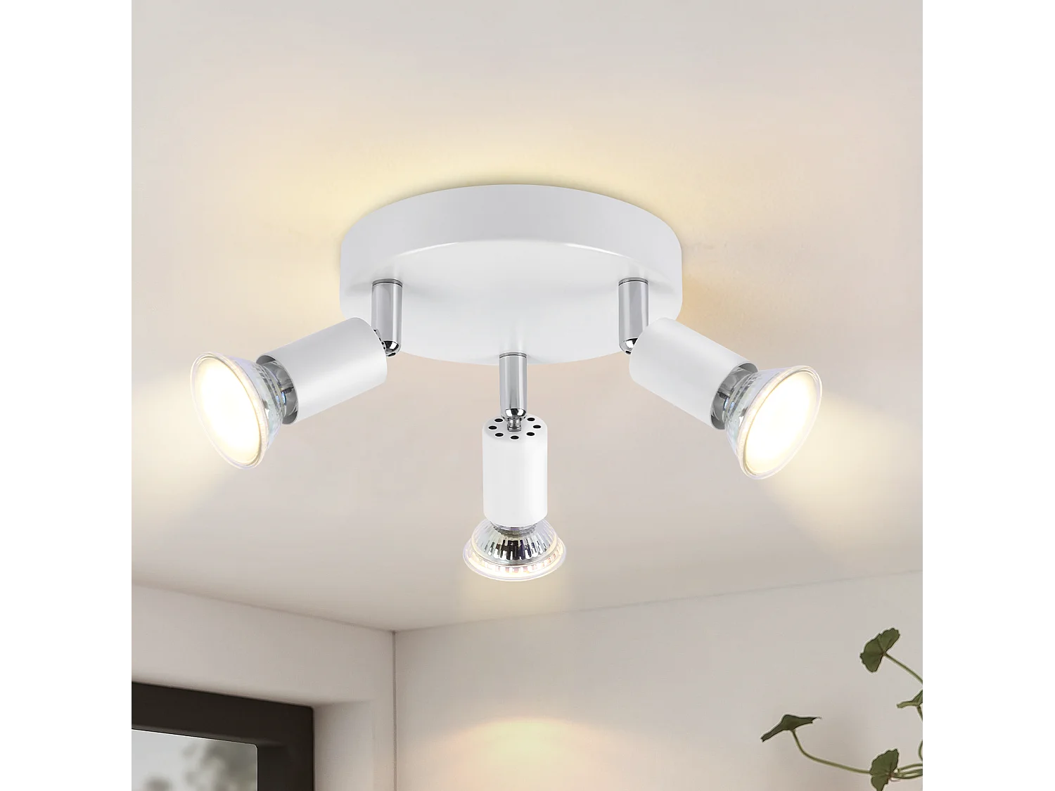 NETTLIFE Opbouwspot rond wit3-Lichts GU10 Fitting 350° Draaibaar Plafondspot Moderne Plafondlamp Max.25W voor Keuken | Hal | Woonkamer | Slaafkamer L 14cm