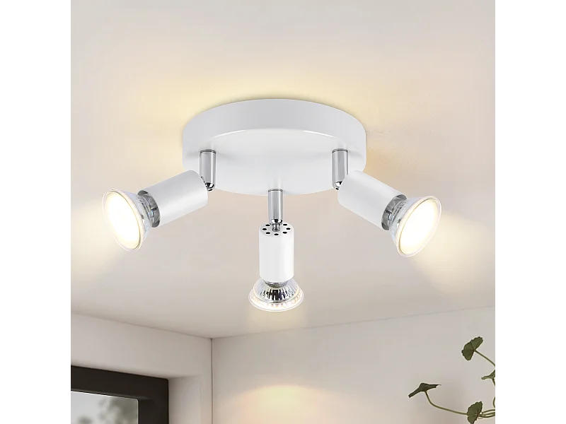 NETTLIFE Plafonnier LED GU10 -3 Spots de Plafond Ronde Moderne Spots de Plafond 350° pour Cuisines Couloir Chambre Salon - sans Ampoule Blanc