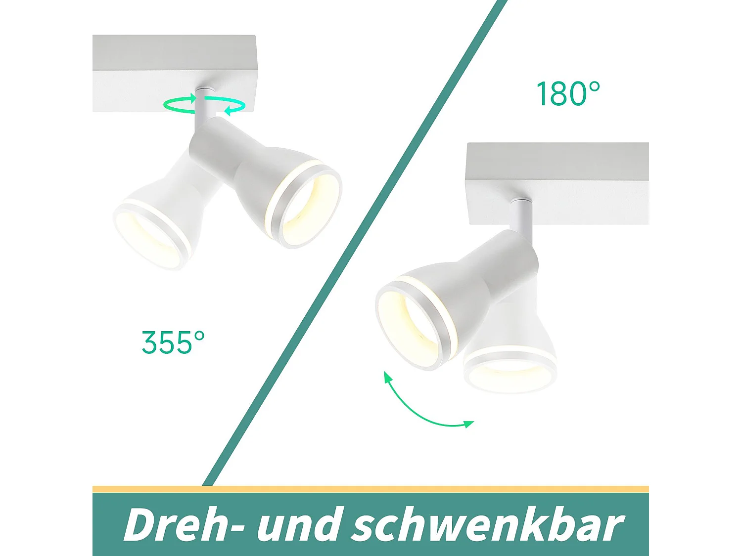 NETTLIFE Plafonnier 6 Spots Blanc : Plafonnier  Métal GU10 Spots Pivotant Intérieur pour cuisine bureau salon chambre à coucher, Sans ampoules