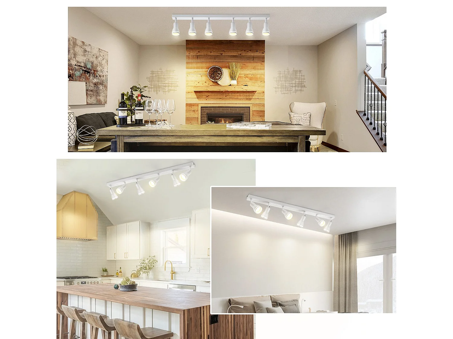 NETTLIFE Plafonnier 6 Spots Blanc : Plafonnier  Métal GU10 Spots Pivotant Intérieur pour cuisine bureau salon chambre à coucher, Sans ampoules