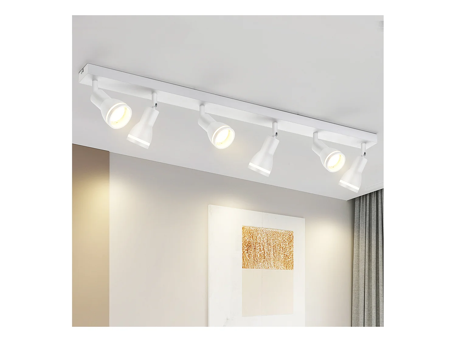 NETTLIFE Plafonnier 6 Spots Blanc : Plafonnier  Métal GU10 Spots Pivotant Intérieur pour cuisine bureau salon chambre à coucher, Sans ampoules