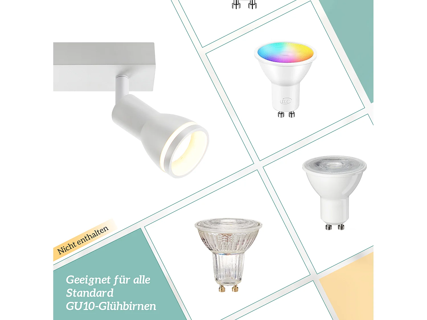 NETTLIFE Plafonnier 6 Spots Blanc : Plafonnier  Métal GU10 Spots Pivotant Intérieur pour cuisine bureau salon chambre à coucher, Sans ampoules