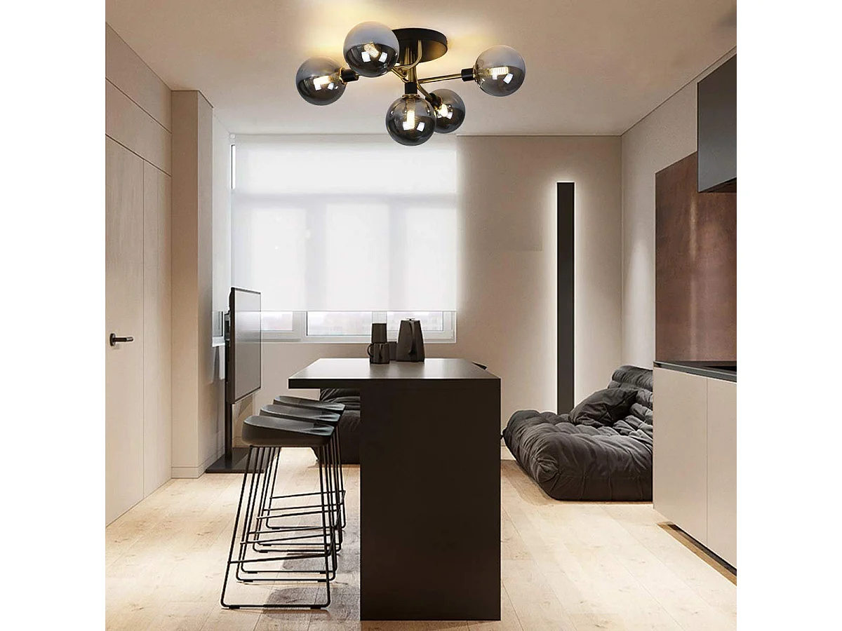 NETTLIFE Wohnzimmer Deckenleuchte mit Glaskugeln 5 G9 Lampen (ohne Leuchtmittel)