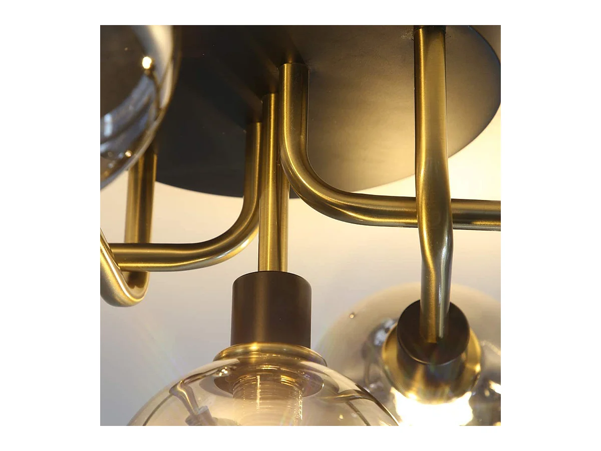 NETTLIFE Plafón para salón con bolas de vidrio, 5 lámparas G9 (sin bombilla).