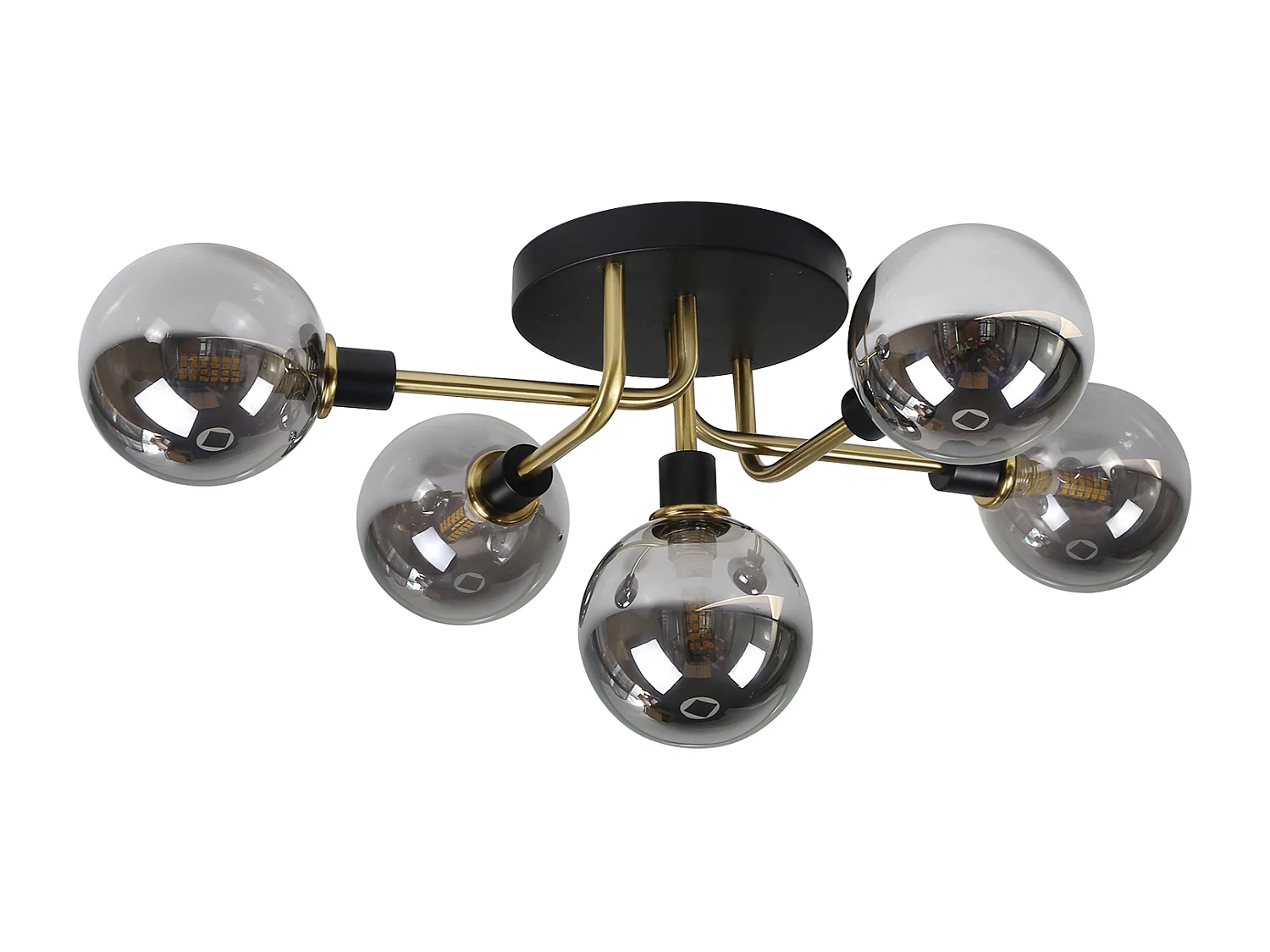 NETTLIFE Plafonnier salon avec boules en verre 5 lampes G9 (sans ampoule)