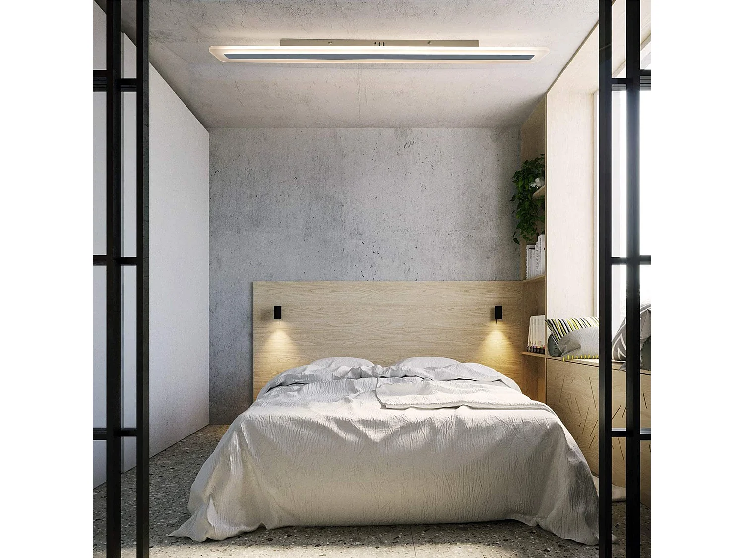 NETTLIFE LED plafonnier panneau dimmable avec télécommande 40W 100CM