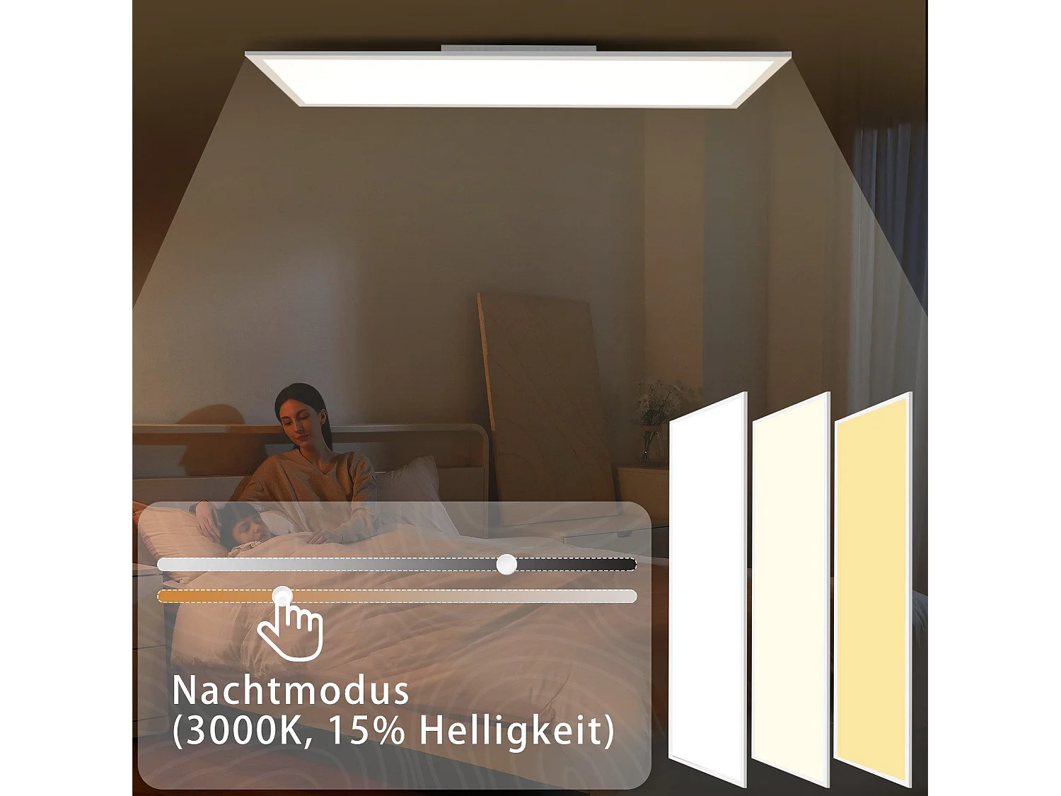 NETTLIFE Plafonnier LED dimmable 100x25 cm panneau de plafond plat long avec télécommande grand blanc 24W