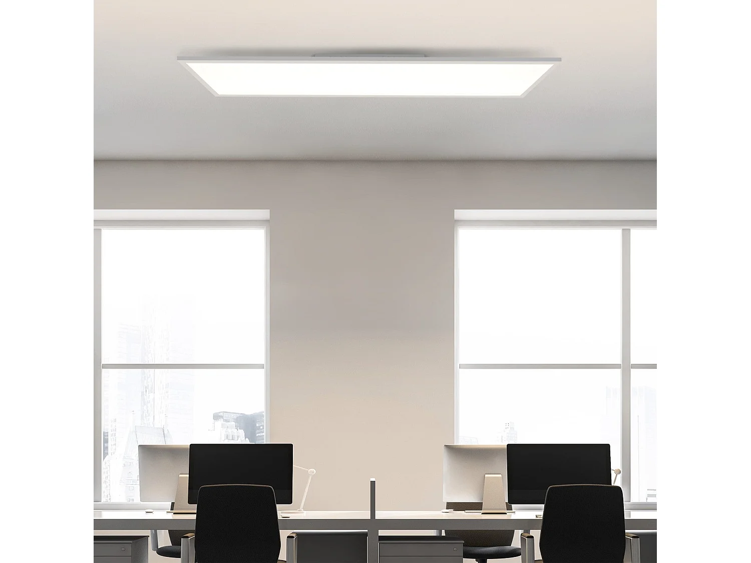 NETTLIFE Plafonnier LED dimmable 100x25 cm panneau de plafond plat long avec télécommande grand blanc 24W