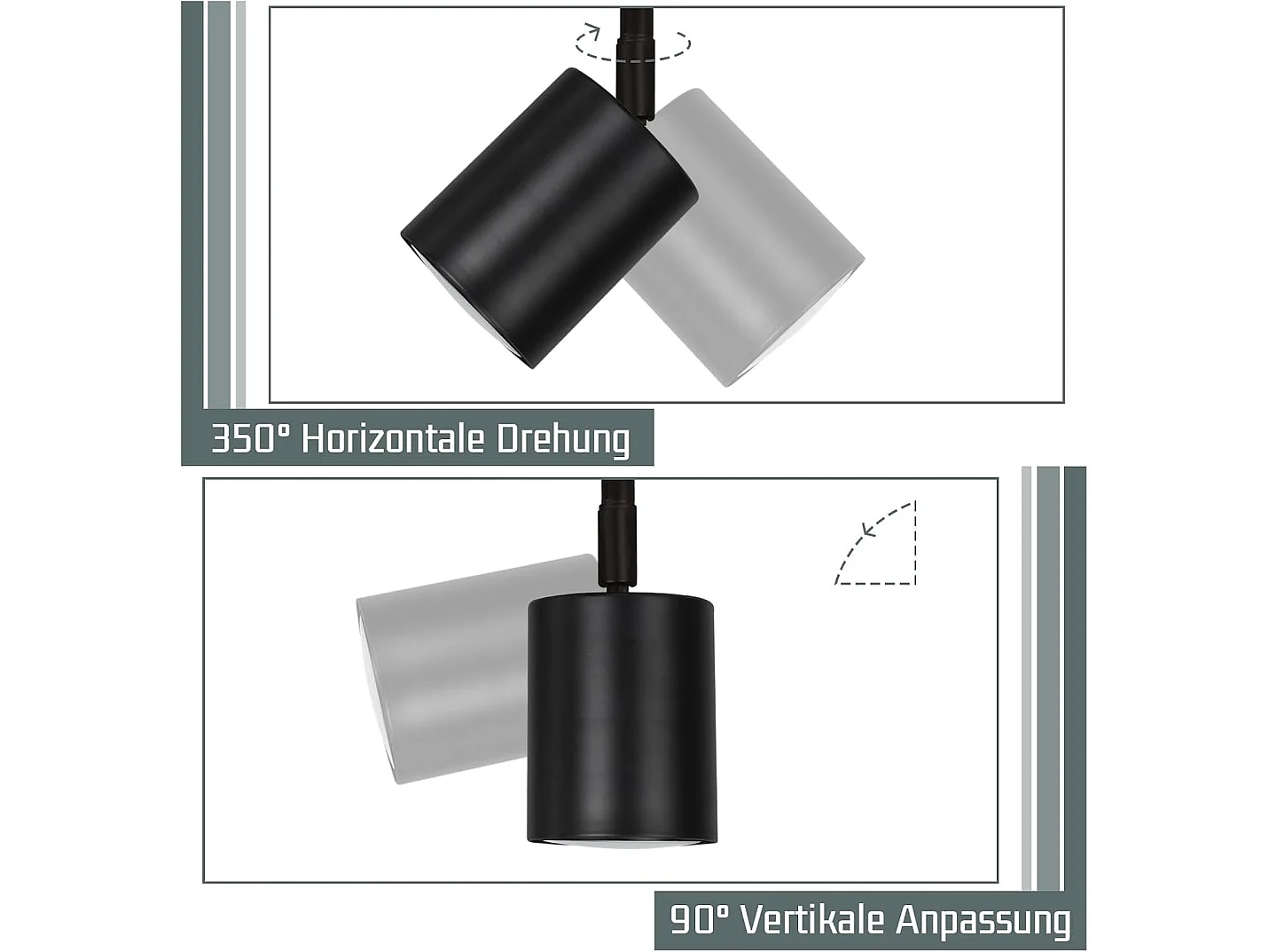 NETTLIFE Opbouwspot - rond - 3-Lichts - 350° Draaibaar Plafondspot - zwart - GU10 Fitting - Moderne Plafondlamp - voor Hal | Woonkamer | Slaafkamer - L 21cm