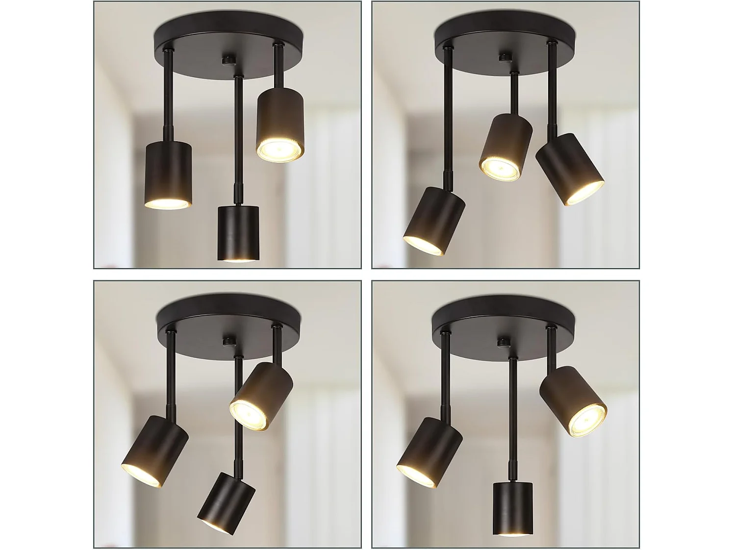 NETTLIFE Opbouwspot - rond - 3-Lichts - 350° Draaibaar Plafondspot - zwart - GU10 Fitting - Moderne Plafondlamp - voor Hal | Woonkamer | Slaafkamer - L 21cm