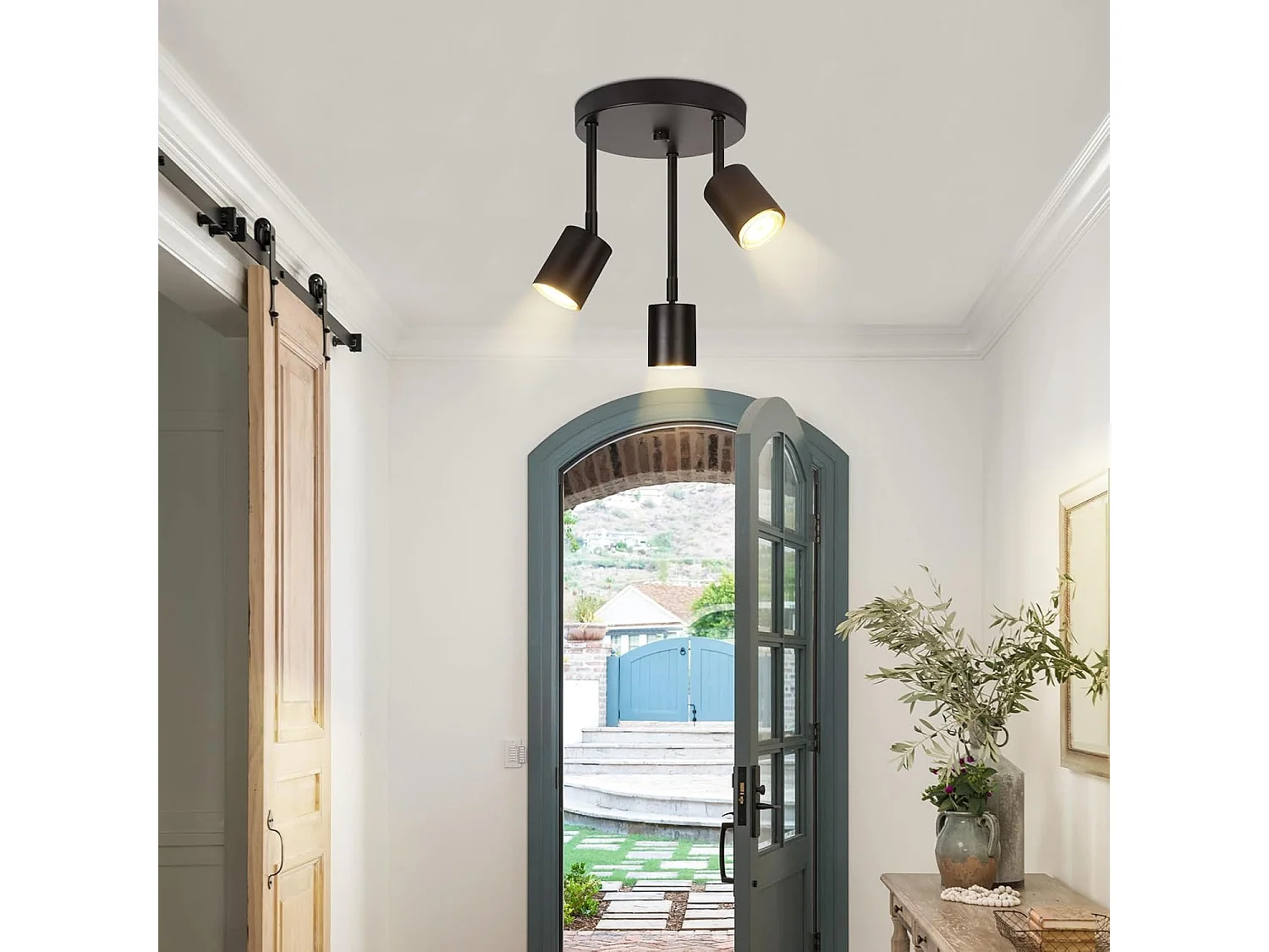 NETTLIFE Opbouwspot - rond - 3-Lichts - 350° Draaibaar Plafondspot - zwart - GU10 Fitting - Moderne Plafondlamp - voor Hal | Woonkamer | Slaafkamer - L 21cm