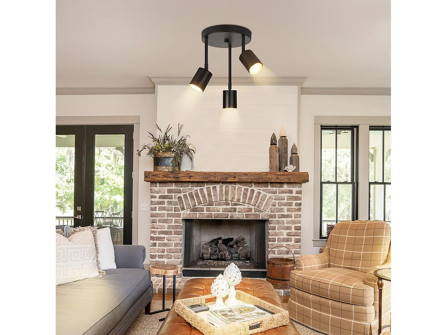 NETTLIFE Spot de plafond plafonnier noir 3 ampoules orientable LED GU10 350°