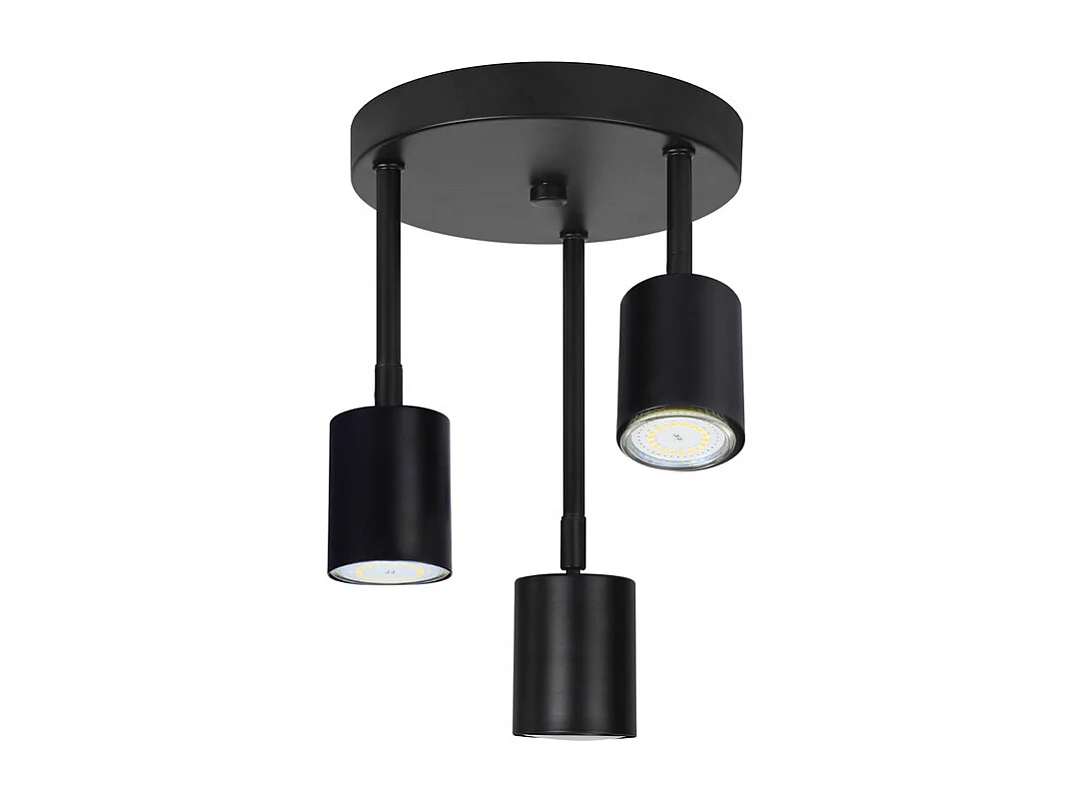 NETTLIFE Spot de plafond plafonnier noir 3 ampoules orientable LED GU10 350°