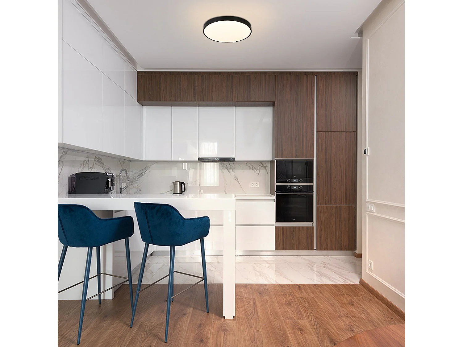 NETTLIFE plafonnier LED lampe de chambre lampe de cave noire lampe de salle de bain 12W IP44 lampe de cuisine lampe de couloir Ø21cm