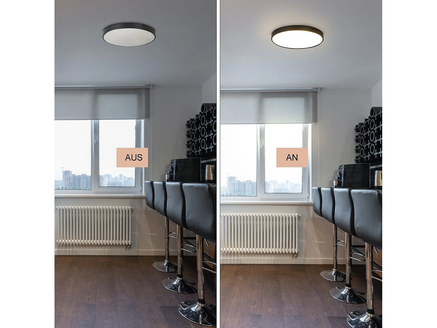 NETTLIFE LED Plafondlamp Slaapkamerlamp Zwart Kelderlamp Badkamerlamp 12W IP44 Keukenlamp Hallamp Ø21cm