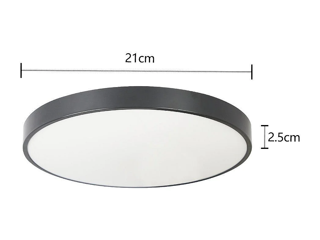 NETTLIFE plafonnier LED lampe de chambre lampe de cave noire lampe de salle de bain 12W IP44 lampe de cuisine lampe de couloir Ø21cm