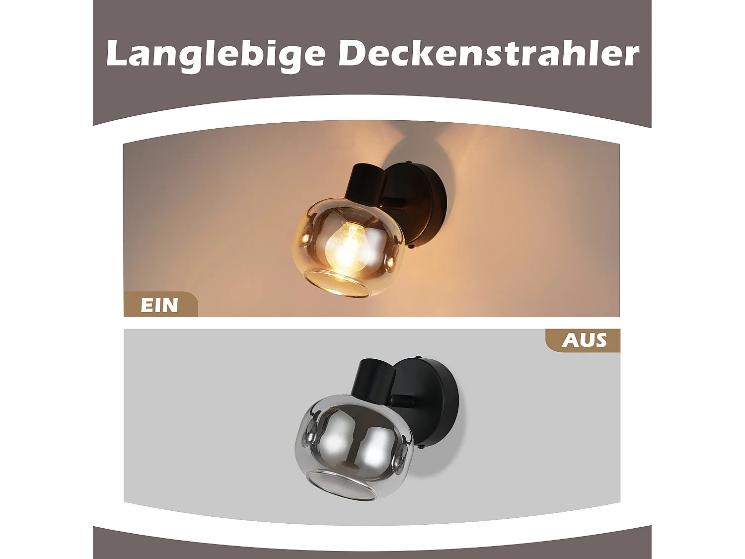 Deckenleuchte Wohnzimmer Schwarz Deckenlampe 1 flammig E14 Grau Glas Retro Vintage Deckenlampe