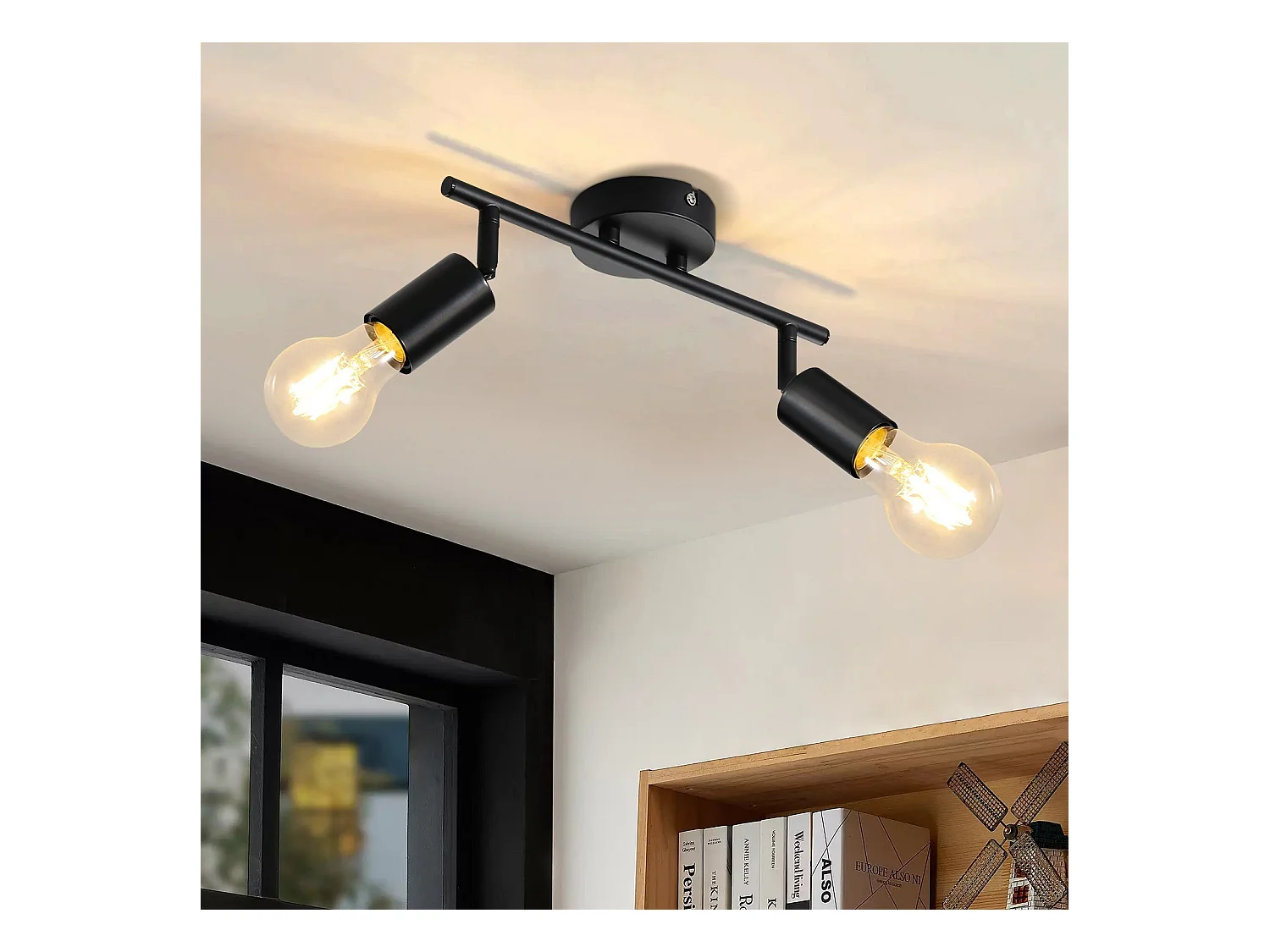 NETTLIFE Opbouwspot - E27 Fitting - 2 lichts - Moderne Plafondspot - Zwart - Plafondlamp - Woonkamer | Slaapkamer | Keuken - L 30cm