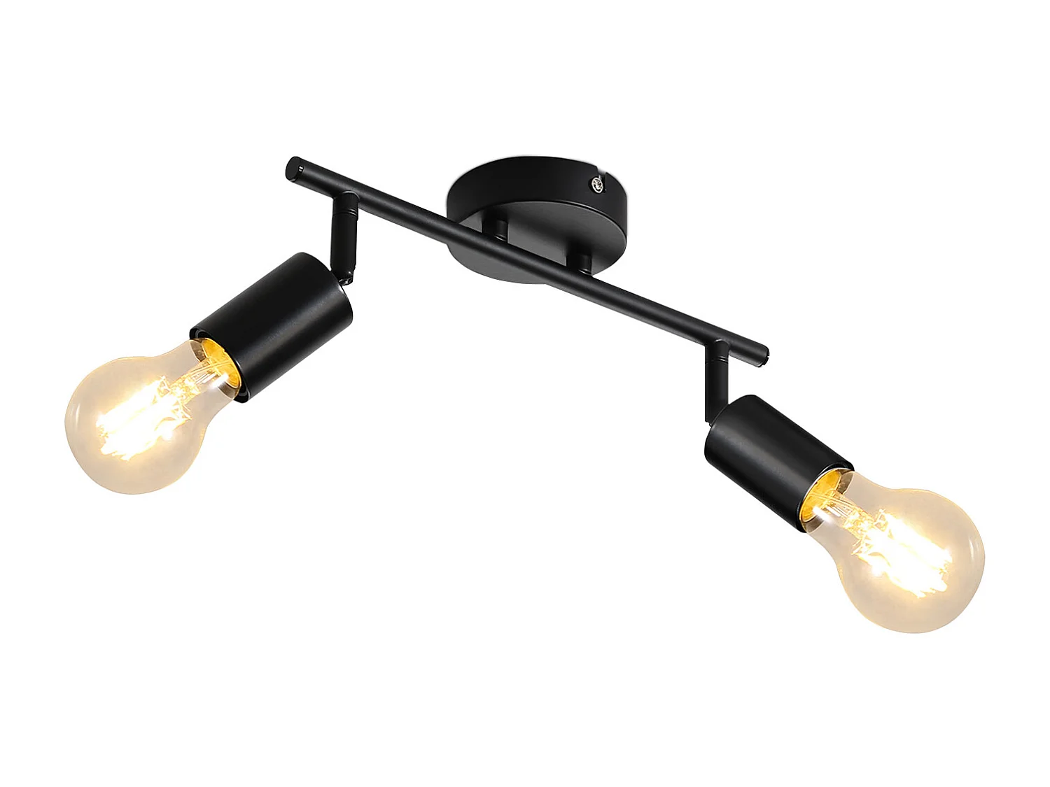 NETTLIFE Plafonnier plafonnier noir 2 ampoules Spot de plafond E27 vintage orientable 350°industriels