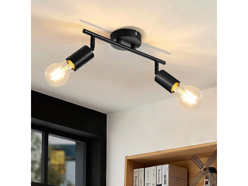 NETTLIFE Opbouwspot - E27 Fitting - 2 lichts - Moderne Plafondspot - Zwart - Plafondlamp - Woonkamer | Slaapkamer | Keuken - L 30cm