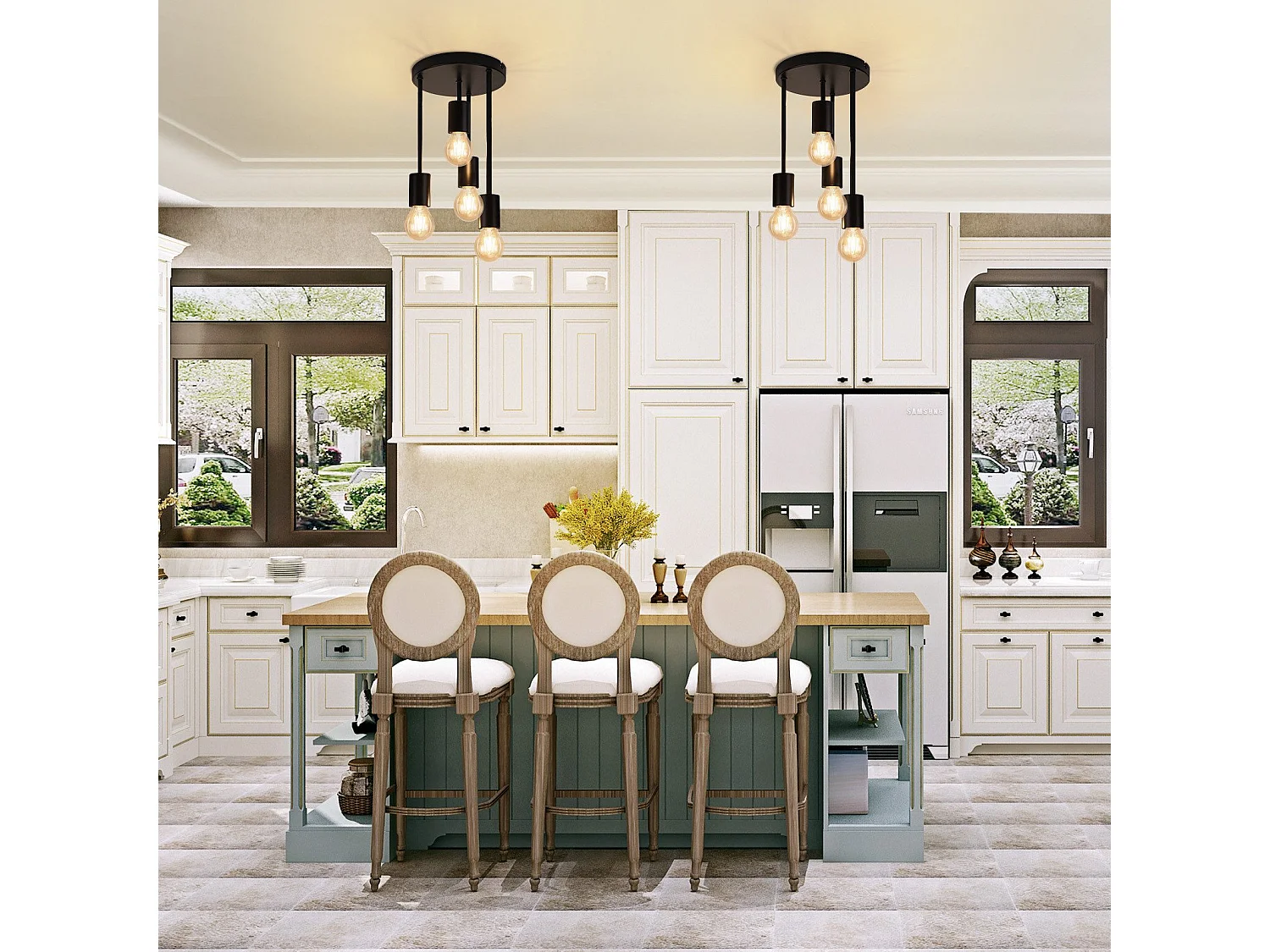 NETTLIFE Lampa sufitowa vintage czarna 4 żarówki E27 retro industrial metal Bez żarówek