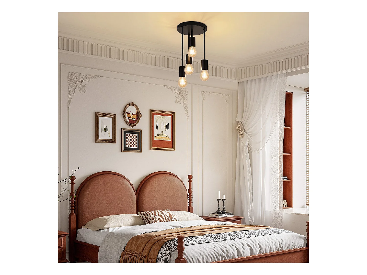 NETTLIFE Plafondlamp 4xE27 - zwart - vintage - metaal - rond - industriële keukenlamp - 17.5cm - voor keuken hal slaapkamer woonkamer bar - zonder lampen