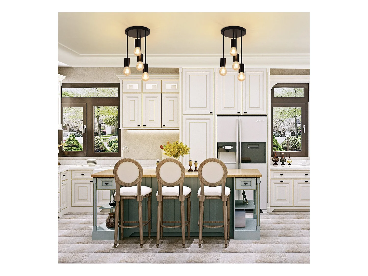 NETTLIFE Plafondlamp 4xE27 - zwart - vintage - metaal - rond - industriële keukenlamp - 17.5cm - voor keuken hal slaapkamer woonkamer bar - zonder lampen