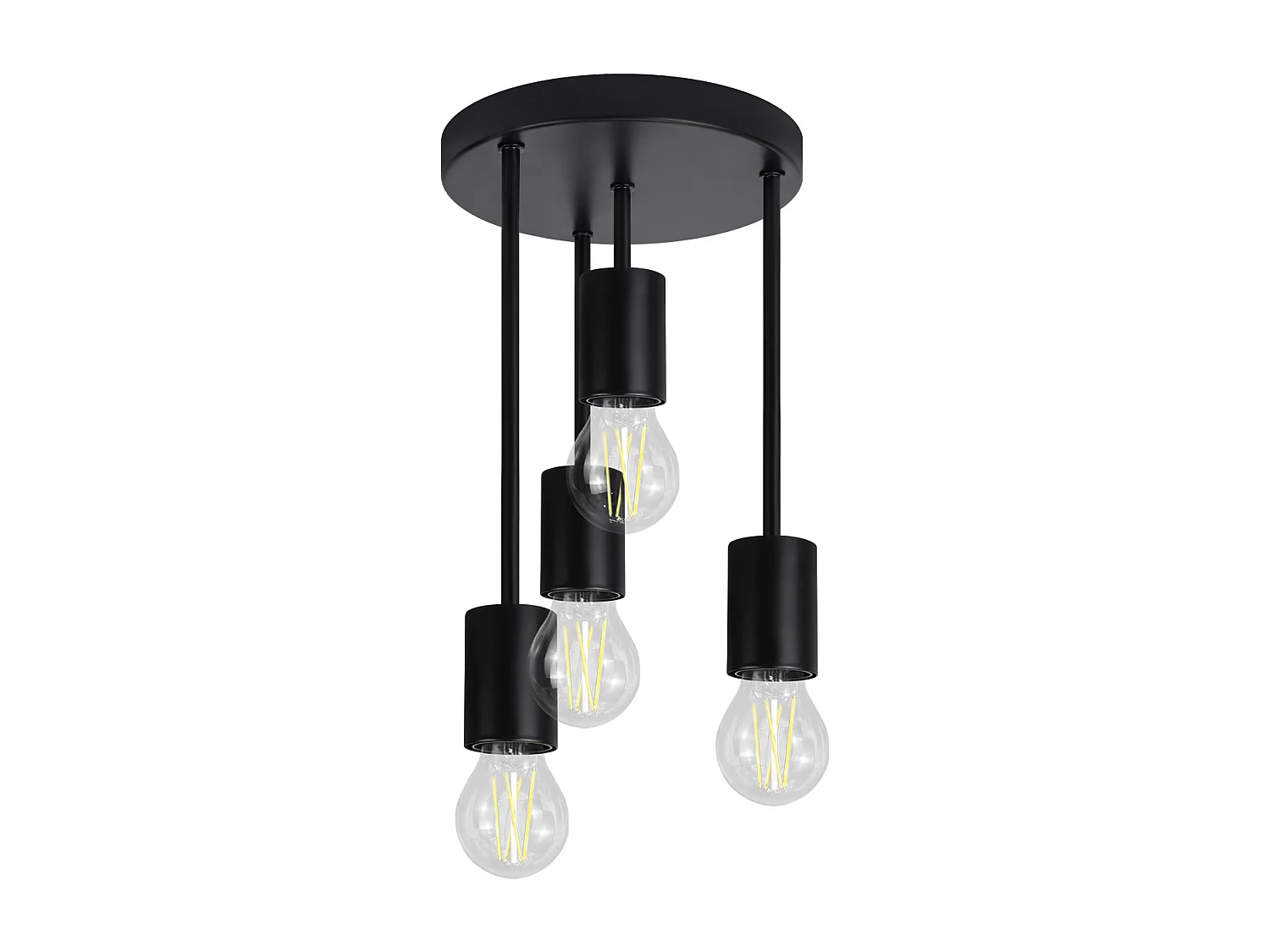 NETTLIFE Plafonnier plafonnier vintage noir 4 ampoules E27 rétro métal industriel Sans ampoules